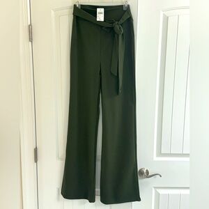 NWT Dark Olive Green Stretchy Slacks with Tie Belt